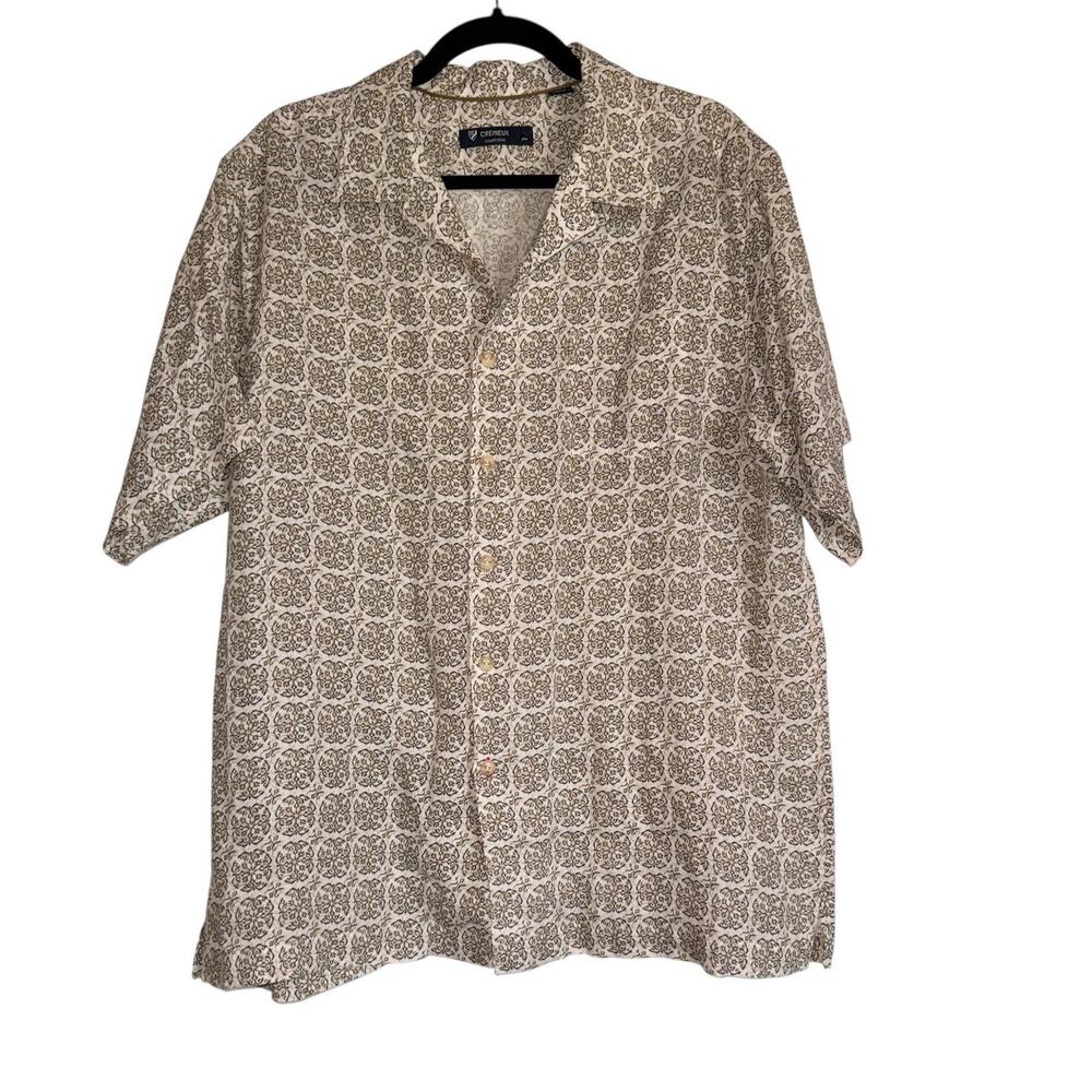 Cremieux Collection Sz L 100% Linen Button‎ Down Shirt Preppy Resortwear